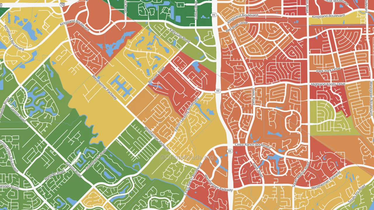 Falcon Landing, Katy, TX Map of Arson Rates