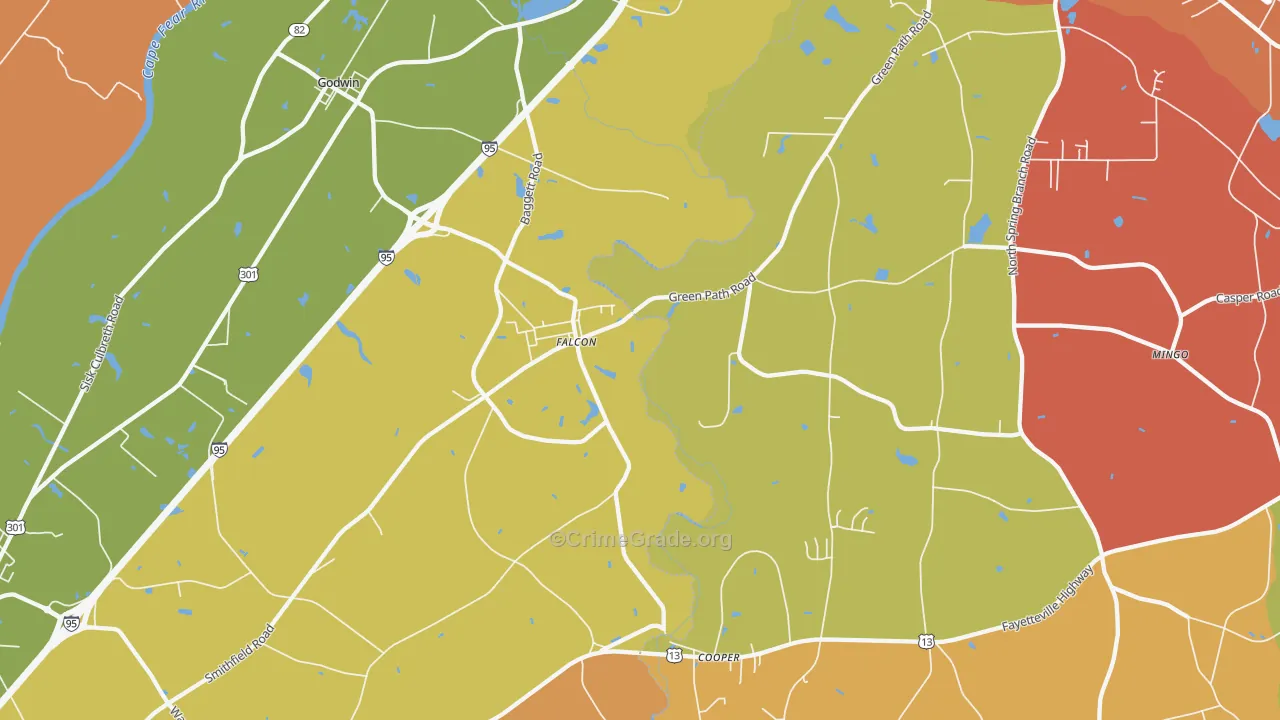Falcon, NC Map of Arson Rates