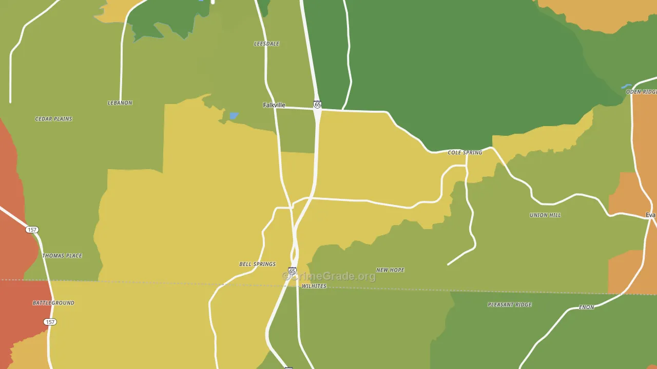 Falkville, AL Map of Arson Rates