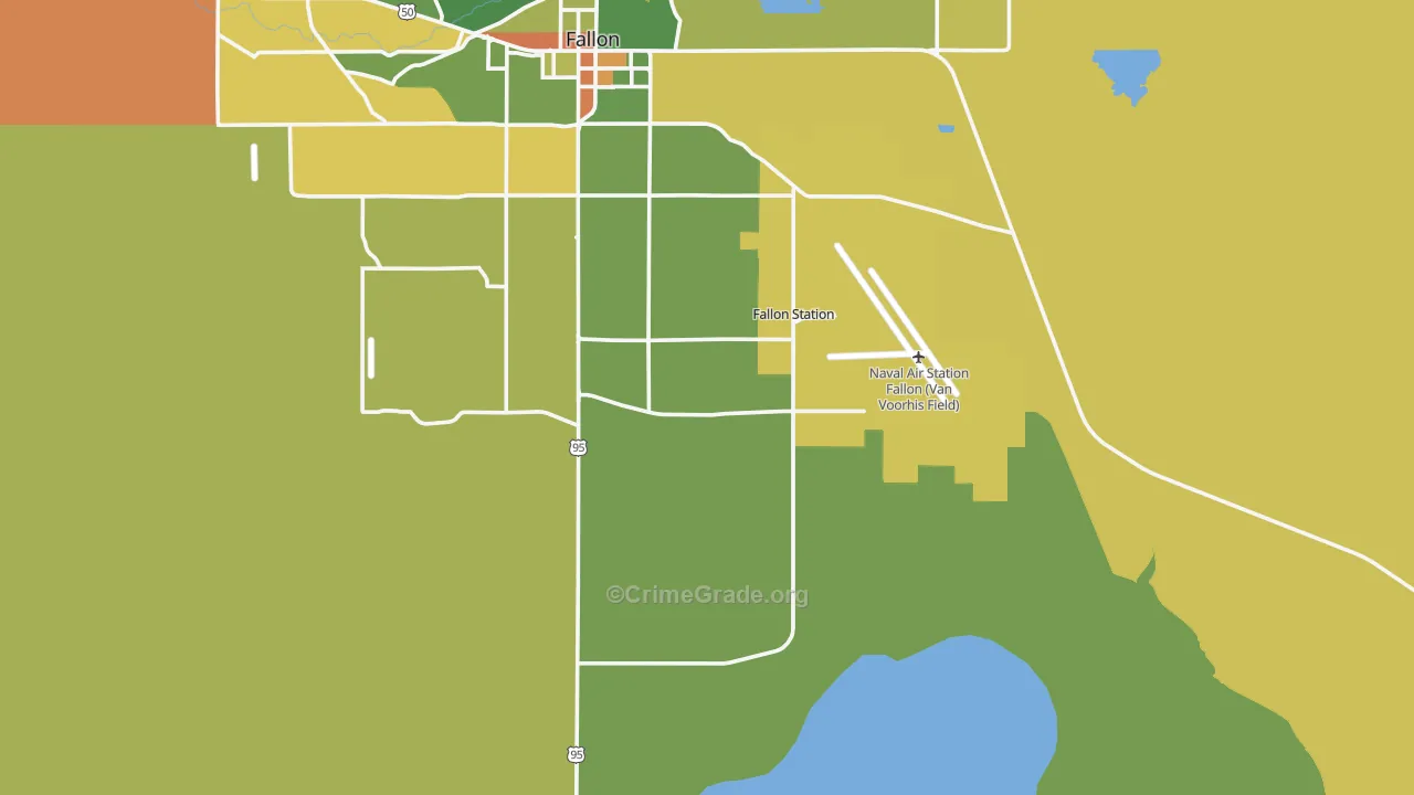 Fallon Naval Air Station, NV Map of Arson Rates