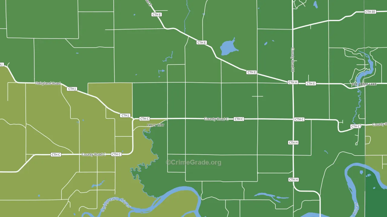 Falls City, WI Map of Arson Rates