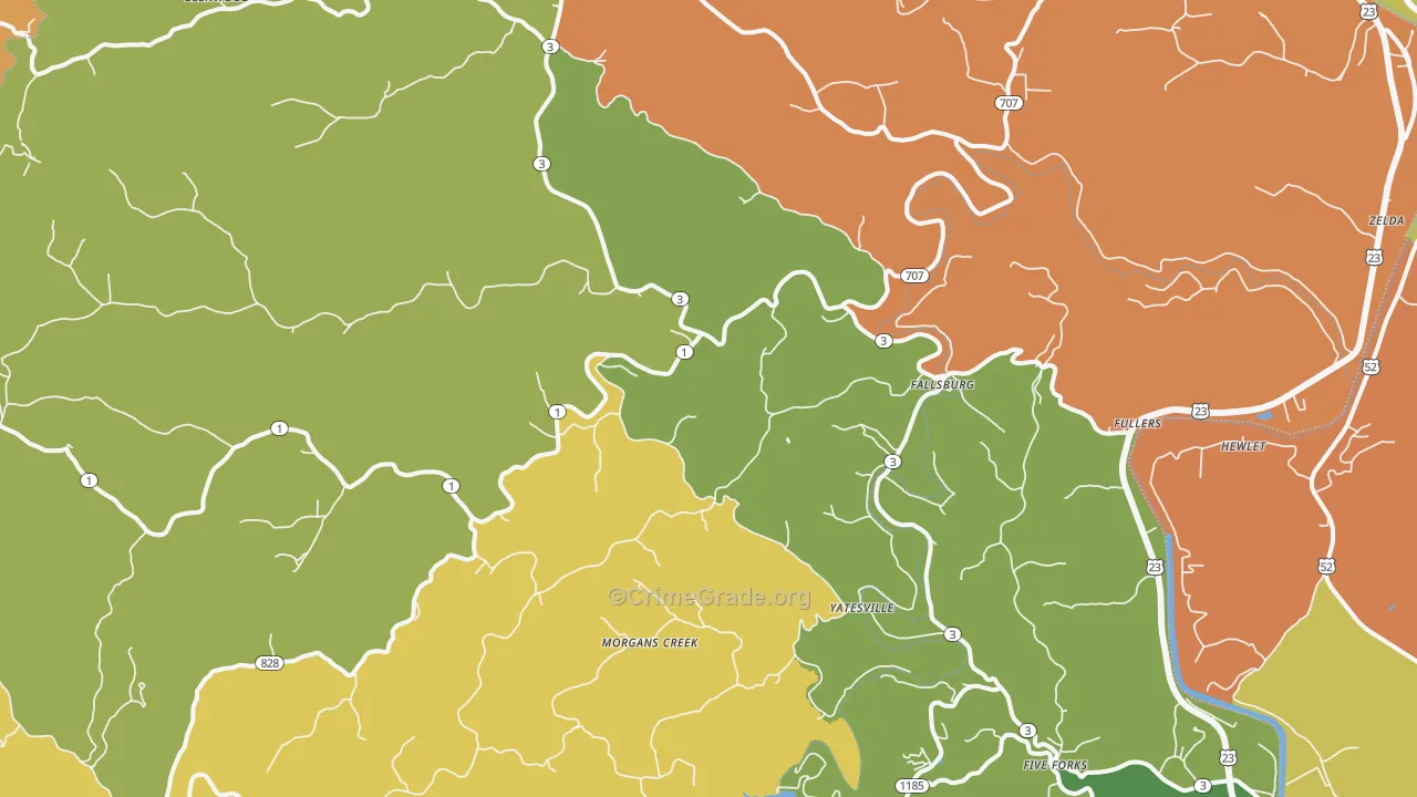 Fallsburg, KY Map of Arson Rates