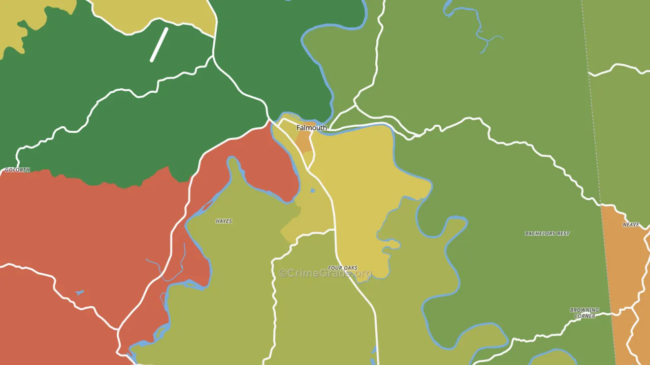 Falmouth, KY Map of Arson Rates