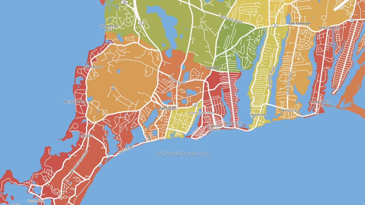 Falmouth, MA Map of Arson Rates