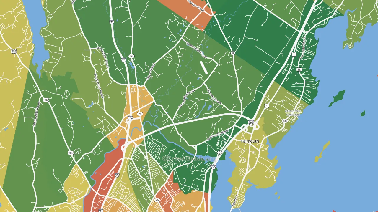 Falmouth, ME Map of Arson Rates