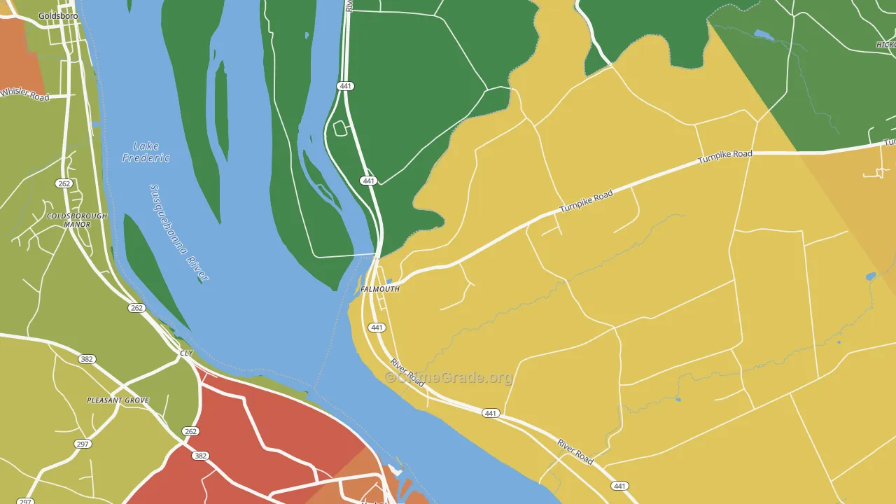 Falmouth, PA Map of Arson Rates