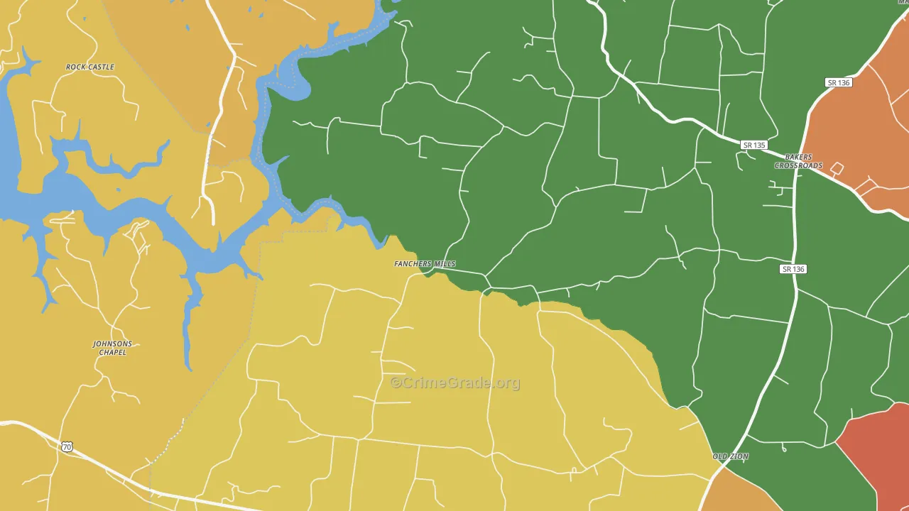 Fanchers Mills, TN Map of Arson Rates