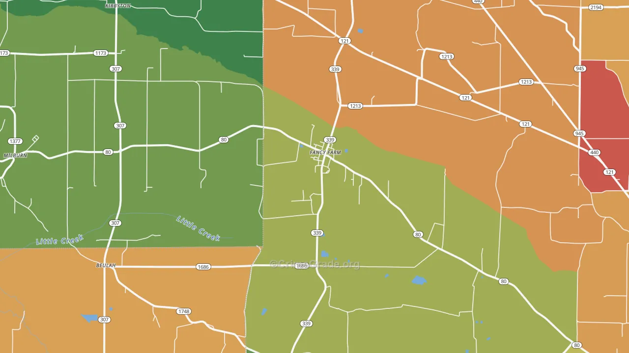 Fancy Farm, KY Map of Arson Rates