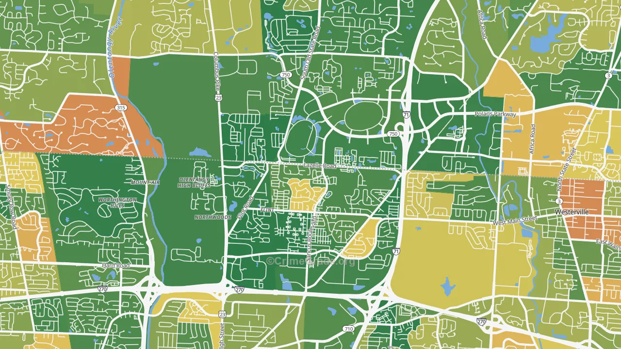 Far North, Columbus, OH Map of Arson Rates