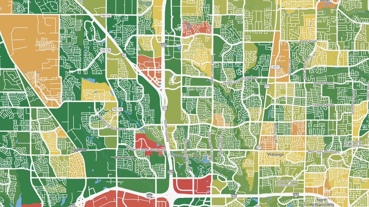 Far North Dallas-Fort Worth, Fort Worth, TX Map of Arson Rates
