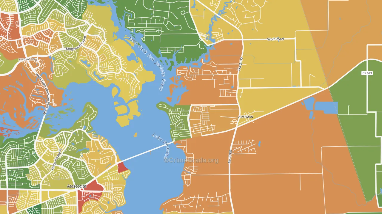 Far Northeast-Huffman, Huffman, TX Map of Arson Rates