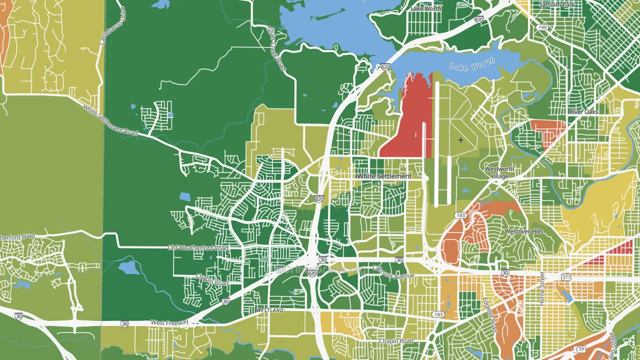 Far West, Fort Worth, TX Map of Arson Rates