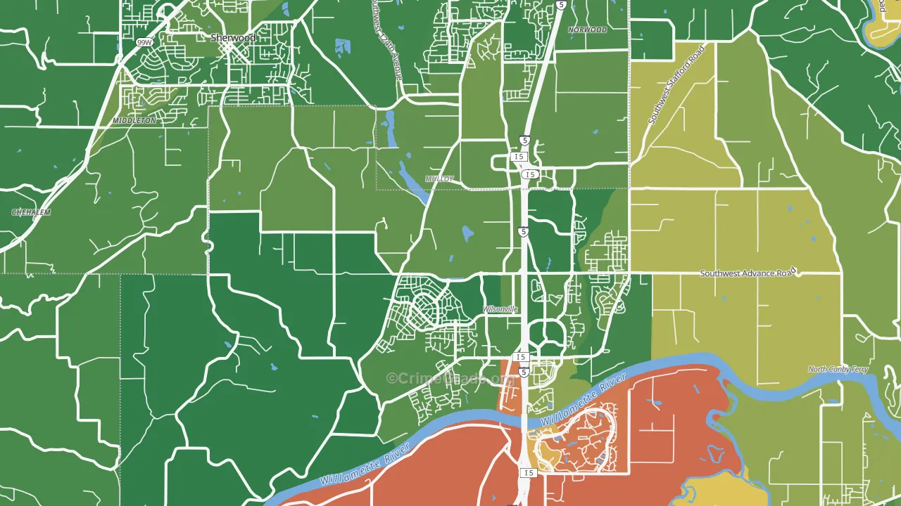 Far West, Wilsonville, OR Map of Arson Rates