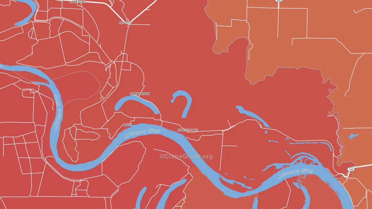 Farelly Lake, AR Map of Arson Rates