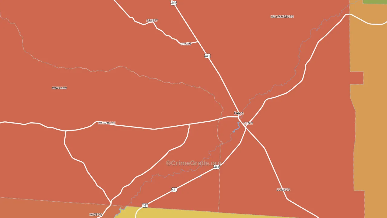 Fargo, GA Map of Arson Rates