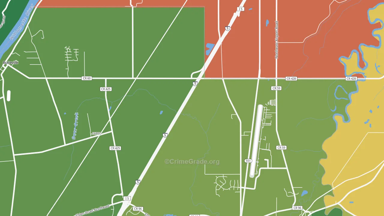 Fargo, OR Map of Arson Rates