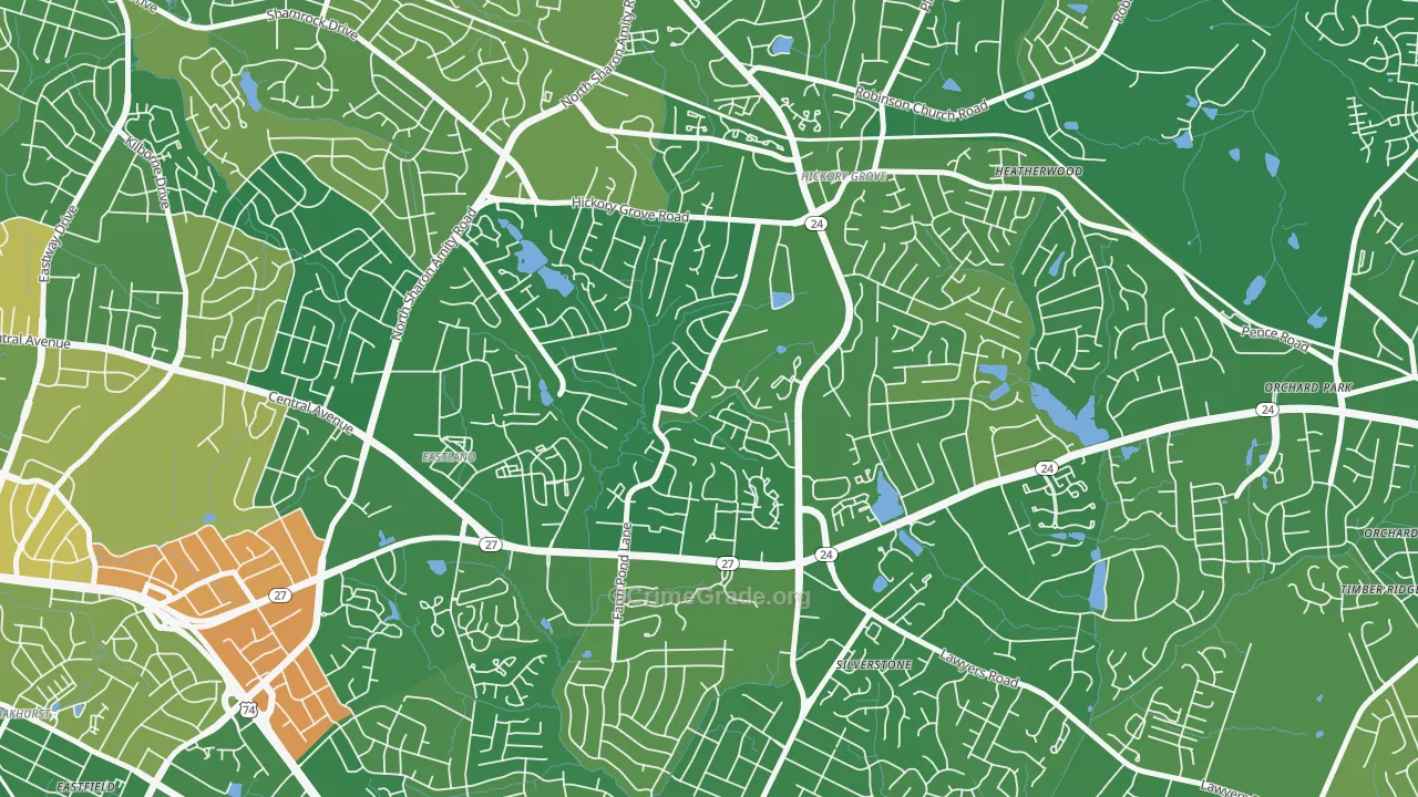 Farm Pond, Charlotte, NC Map of Arson Rates