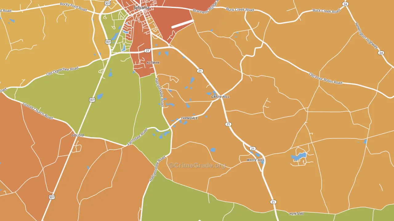 Farmdale, GA Map of Arson Rates
