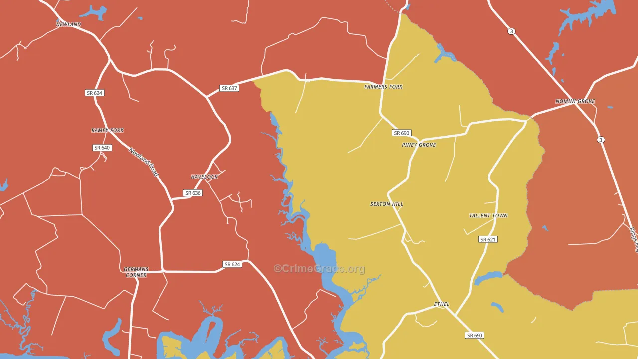 Farmers Fork, VA Map of Arson Rates
