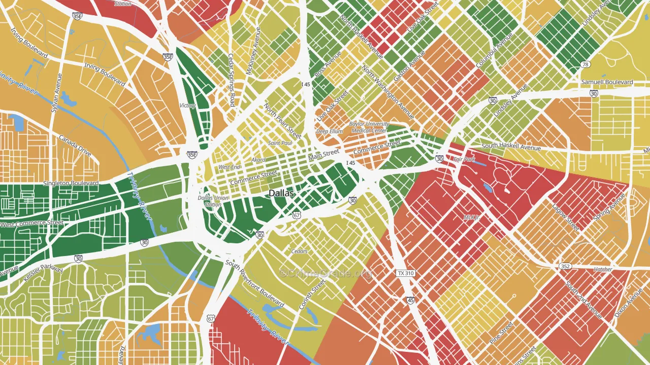 Farmers Market District, Dallas, TX Map of Arson Rates
