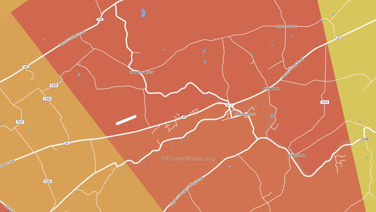Farmers Mills, PA Map of Arson Rates