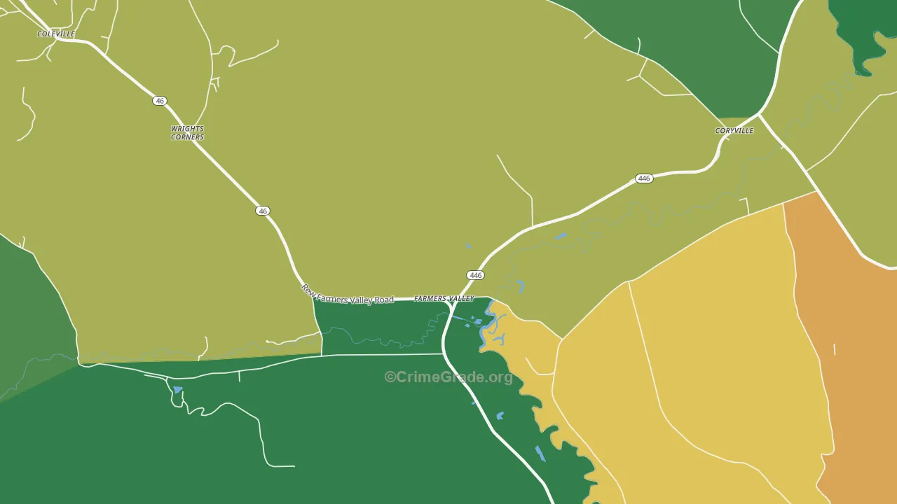 Farmers Valley, PA Map of Arson Rates