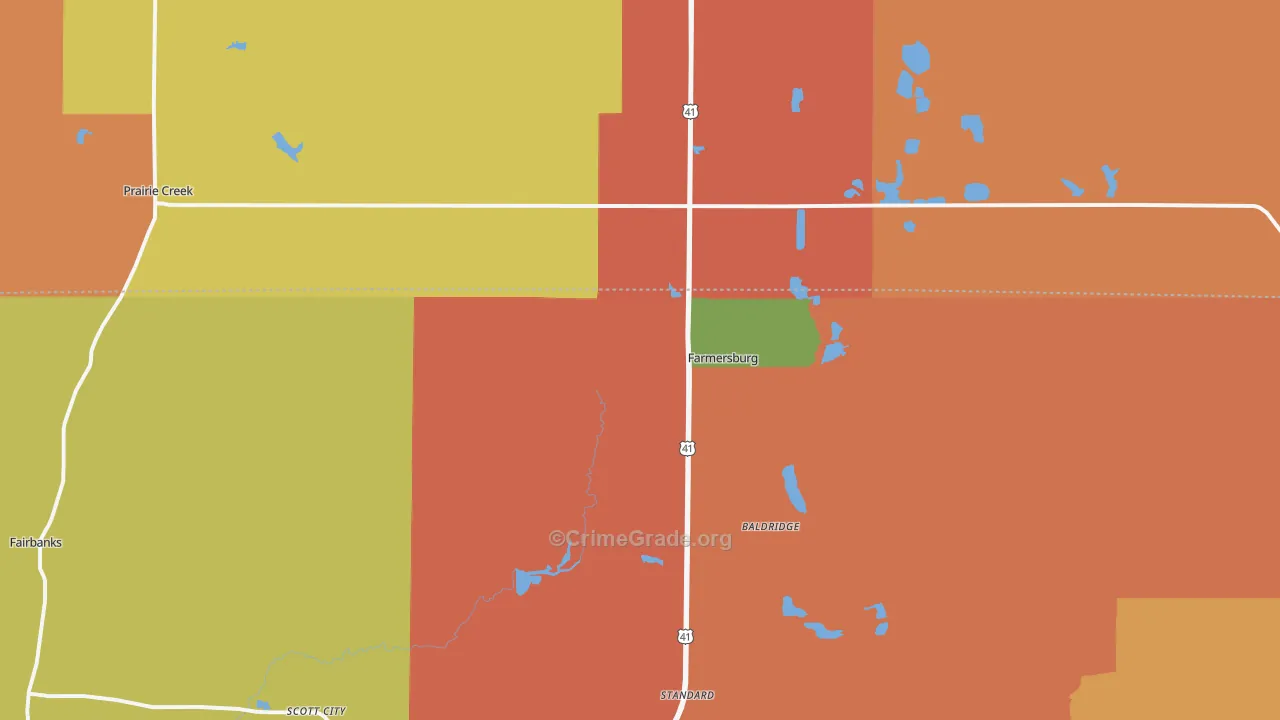 Farmersburg, IN Map of Arson Rates