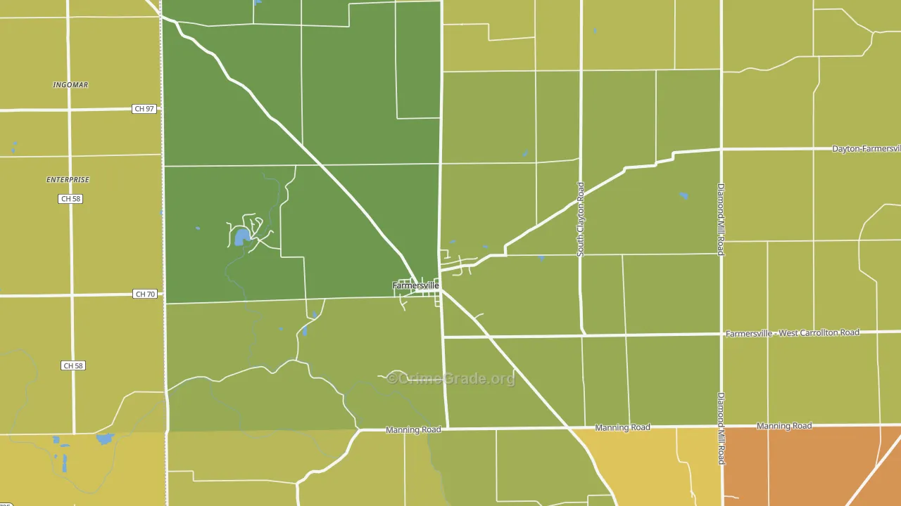 Farmersville, OH Map of Arson Rates