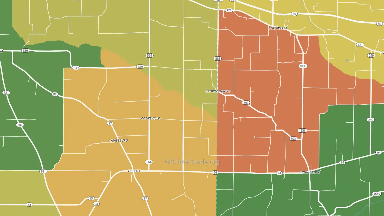 Farmington, KY Map of Arson Rates