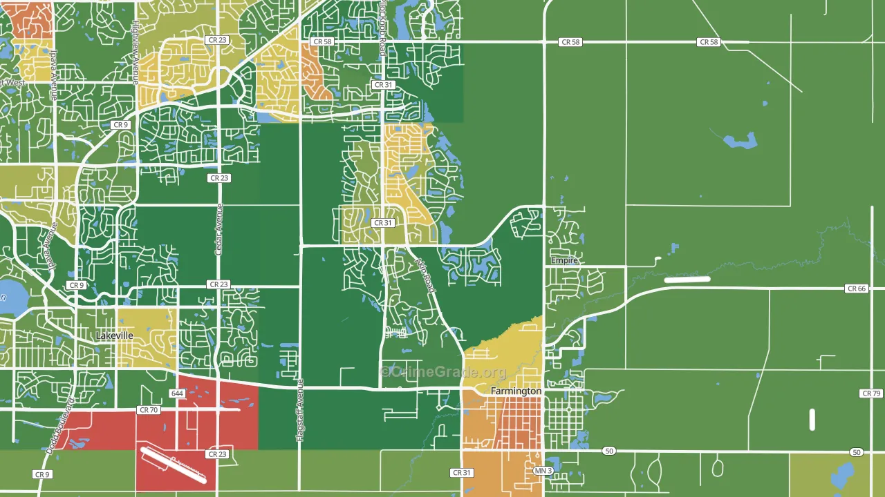 Farmington, MN Map of Arson Rates