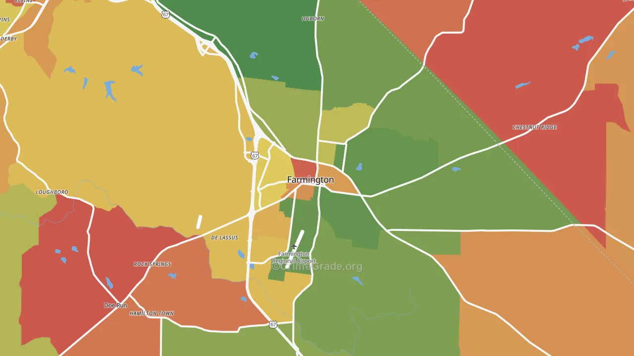 Farmington, MO Map of Arson Rates