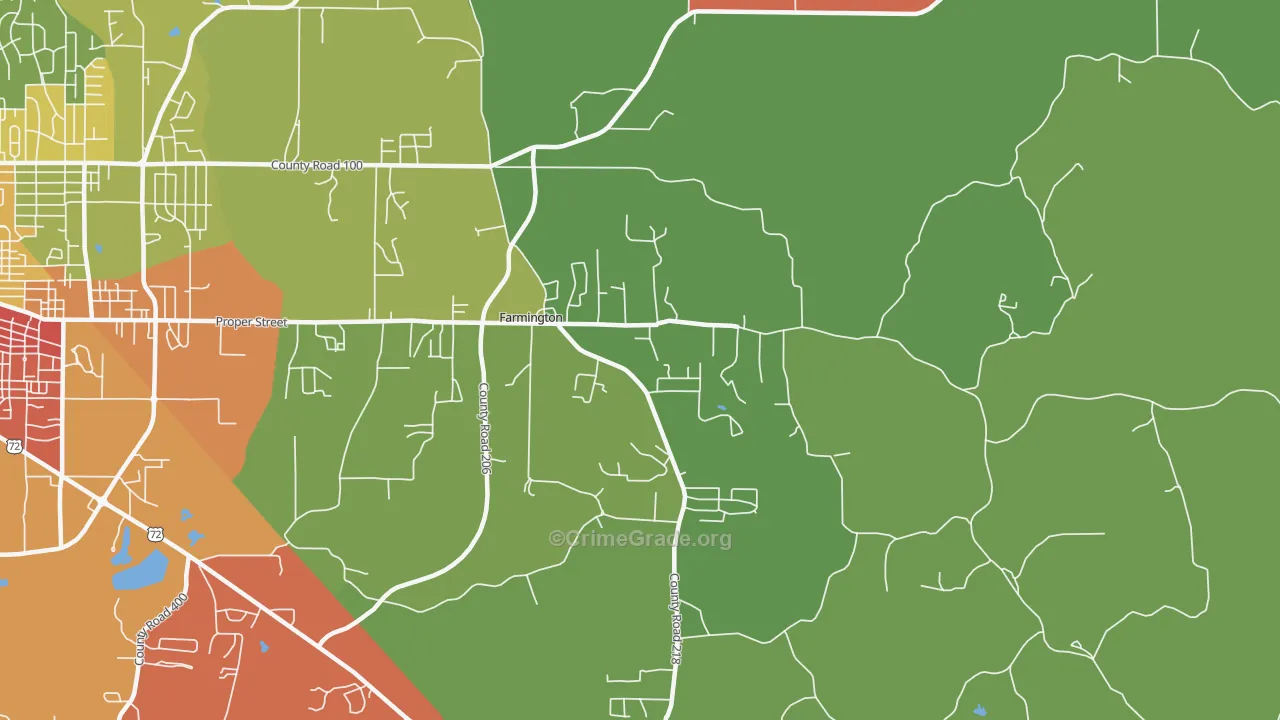 Farmington, MS Map of Arson Rates