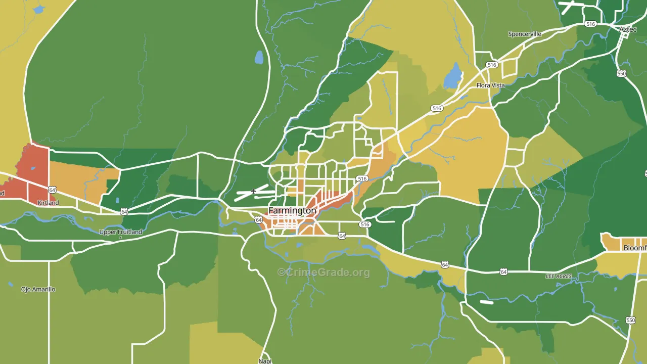 Farmington, NM Map of Arson Rates