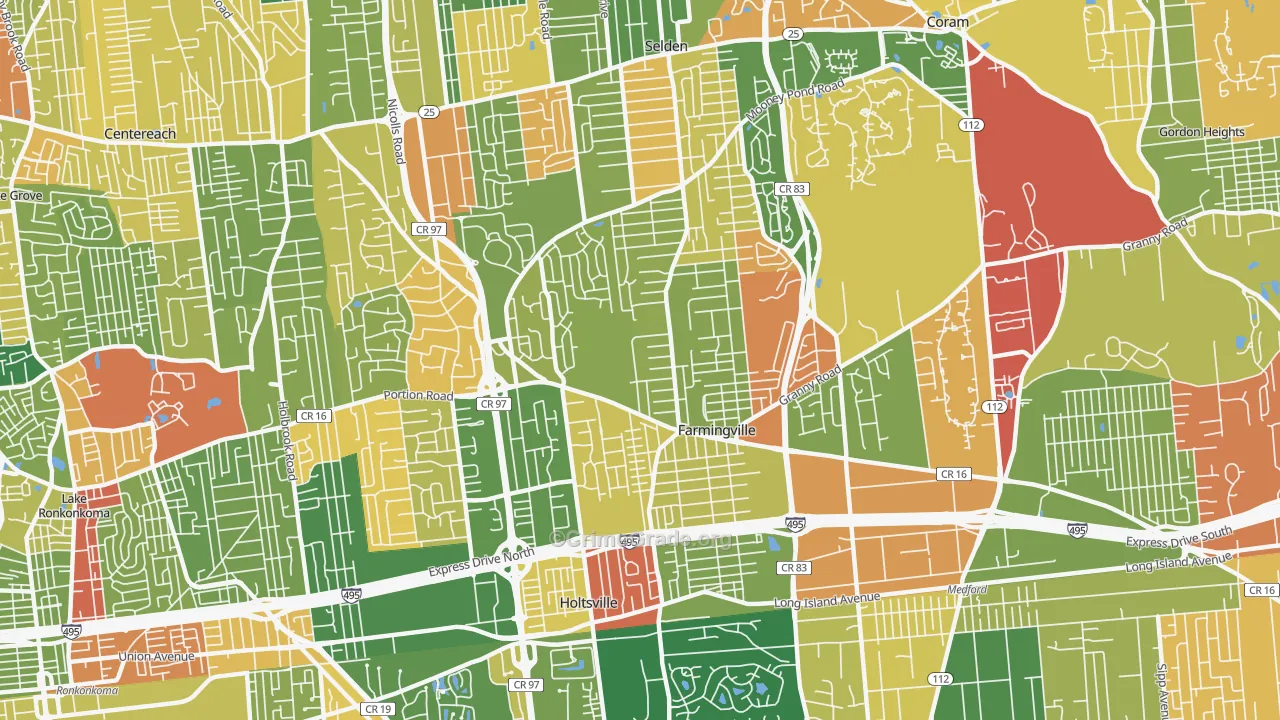 Farmingville, NY Map of Arson Rates