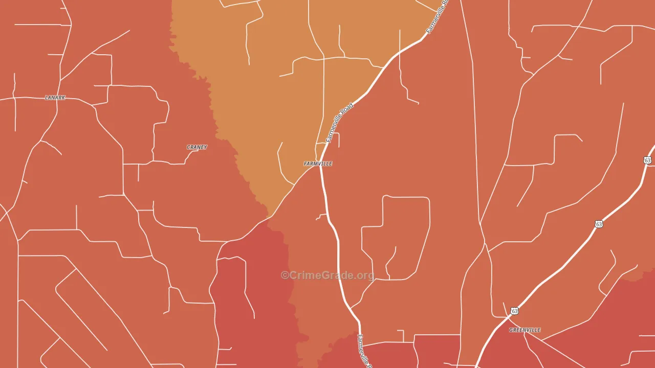 Farmville, AR Map of Arson Rates