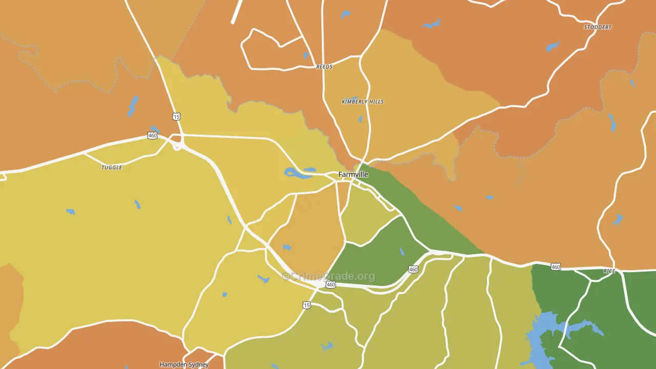 Farmville, VA Map of Arson Rates