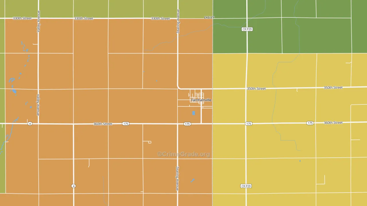 Farnhamville, IA Map of Arson Rates