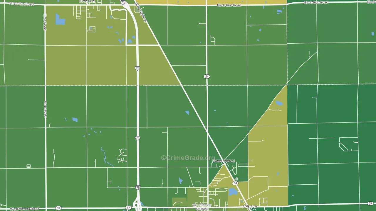 Farrandville, MI Map of Arson Rates