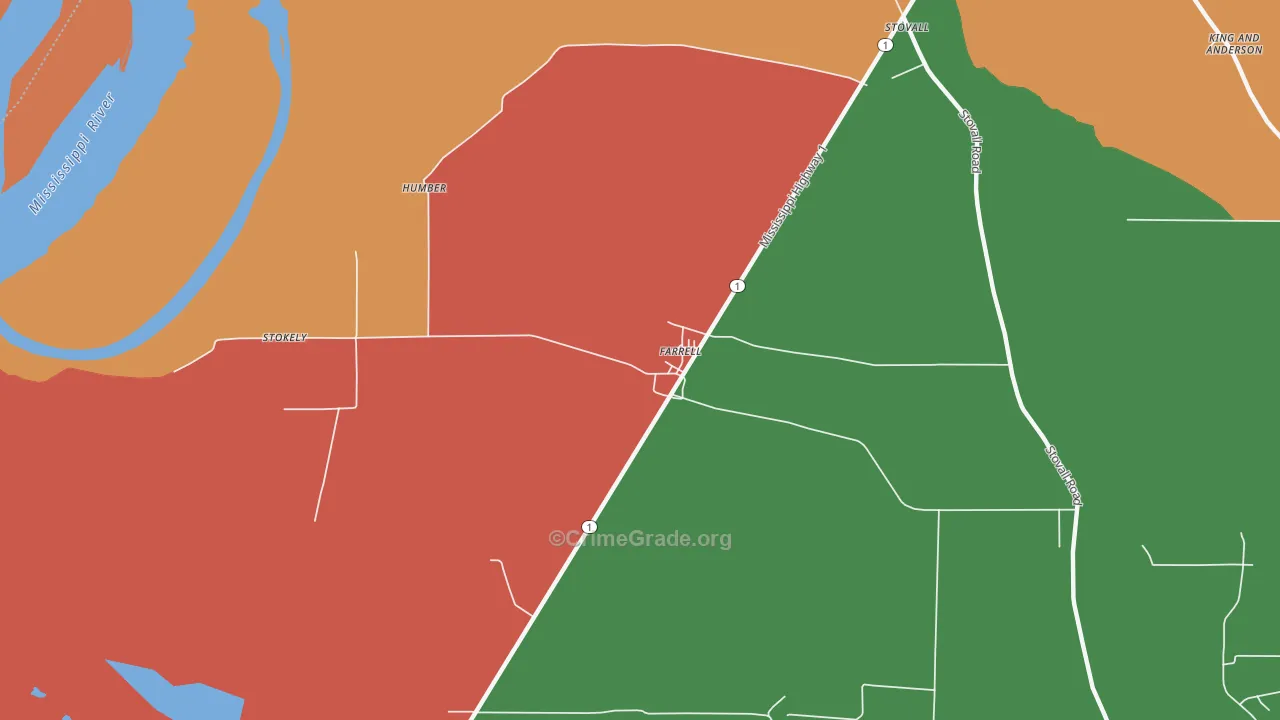 Farrell, MS Map of Arson Rates