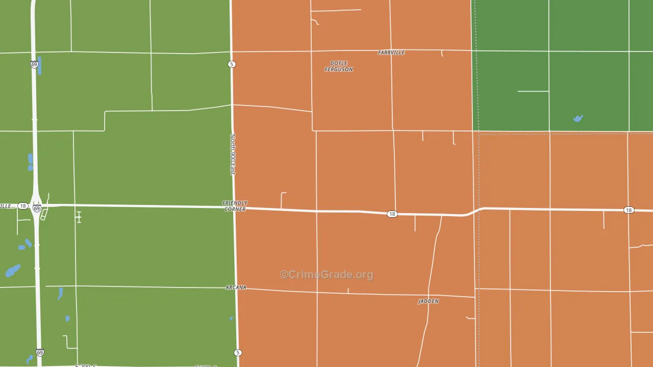 Farrville, IN Map of Arson Rates
