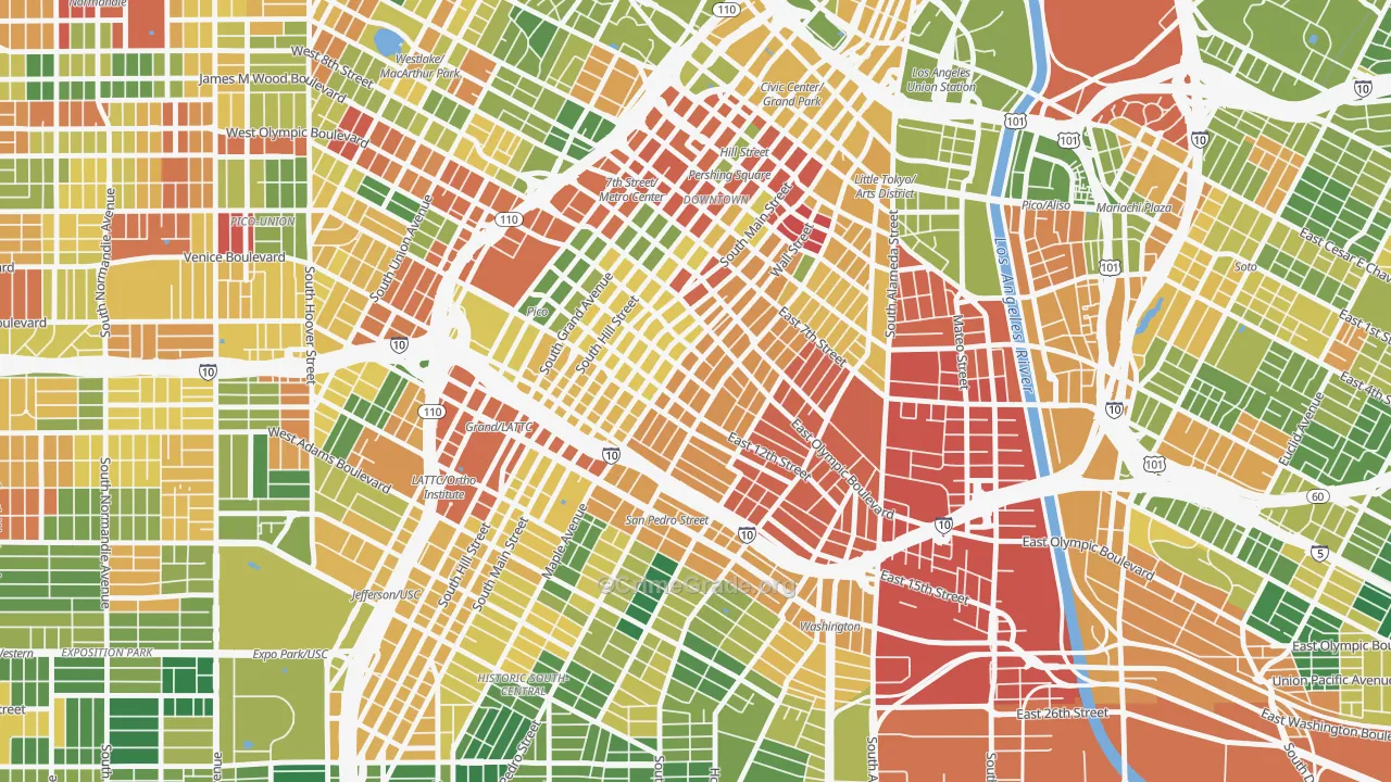 Fashion District, Los Angeles, CA Map of Arson Rates