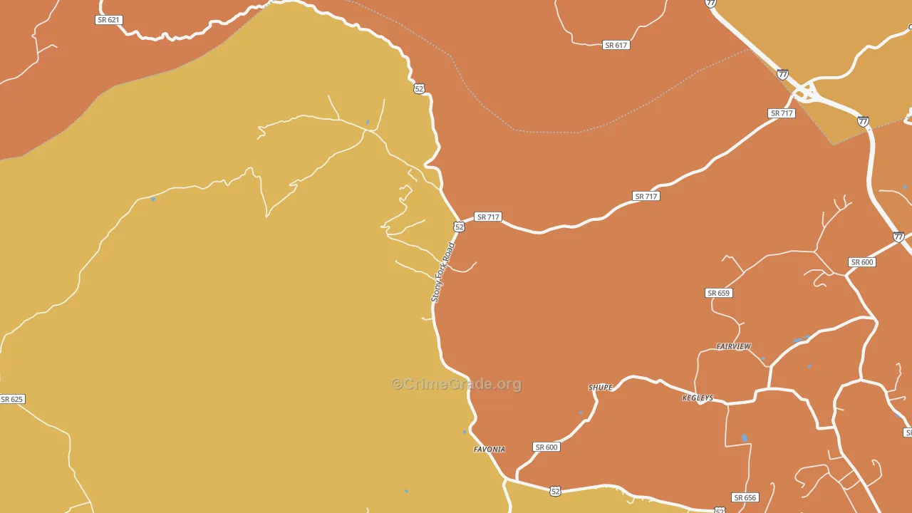 Favonia, VA Map of Arson Rates