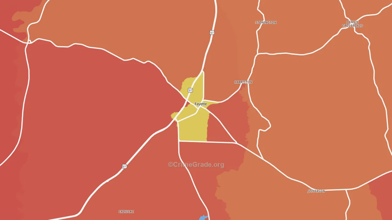 Fayette, MS Map of Arson Rates