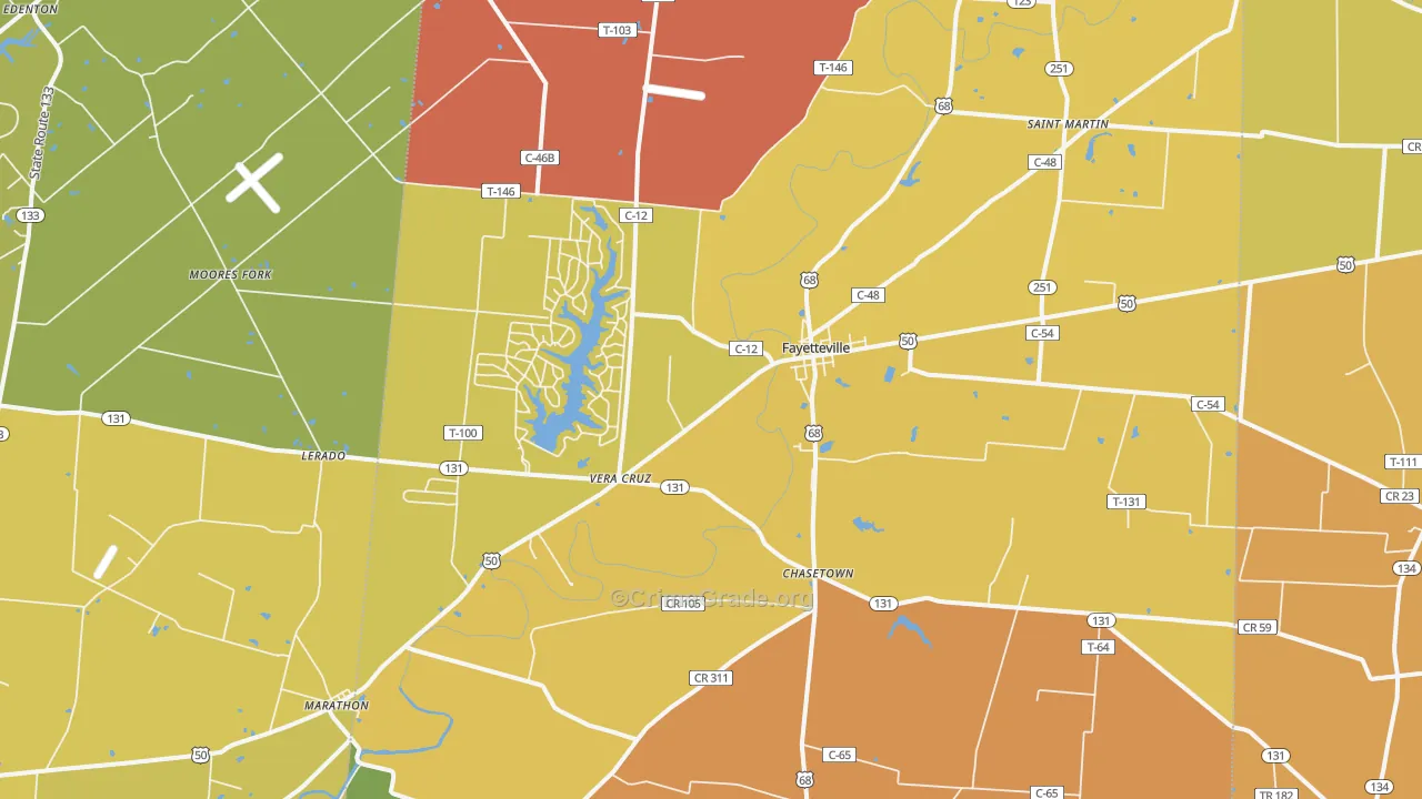 Fayetteville, OH Map of Arson Rates