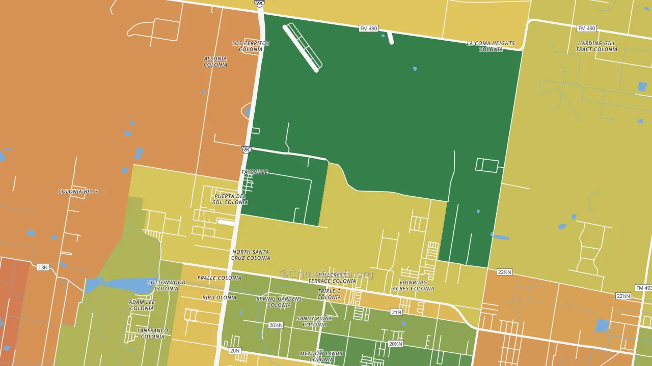 Faysville, TX Map of Arson Rates