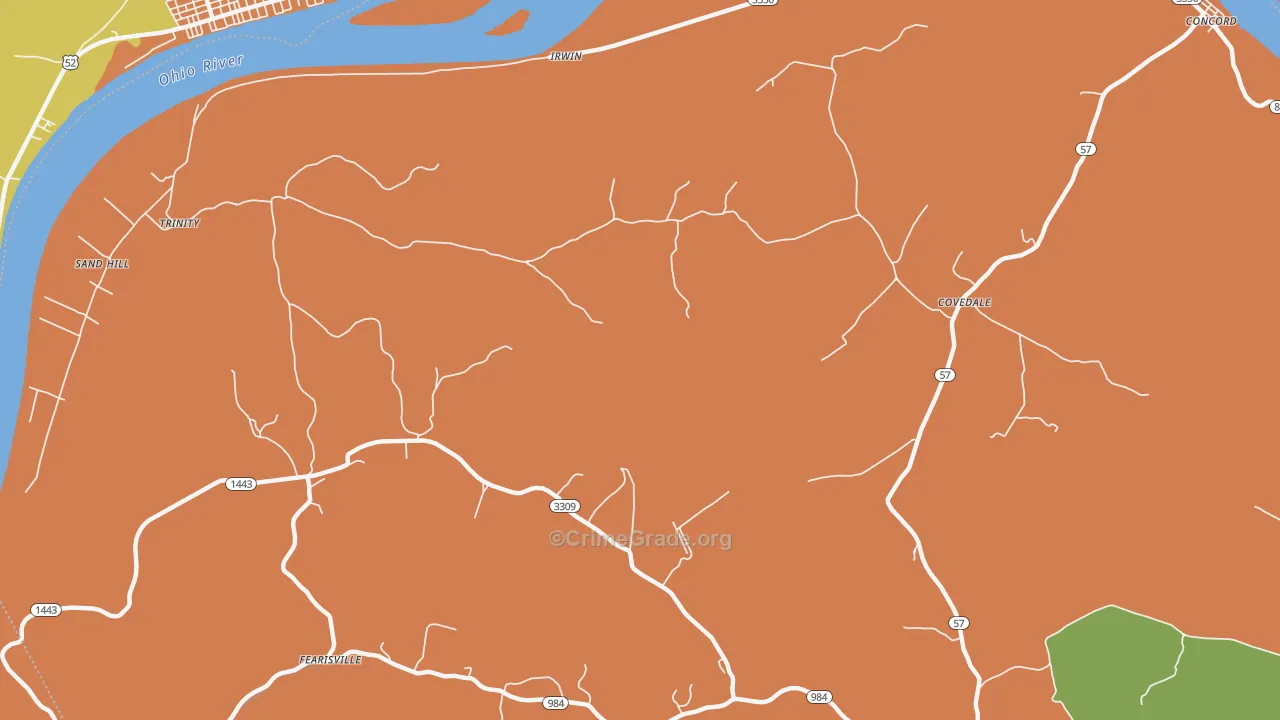 Fearisville, KY Map of Arson Rates