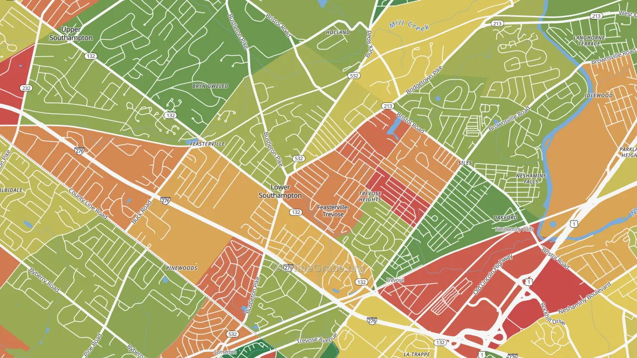 Feasterville, Feasterville-Trevose, PA Map of Arson Rates