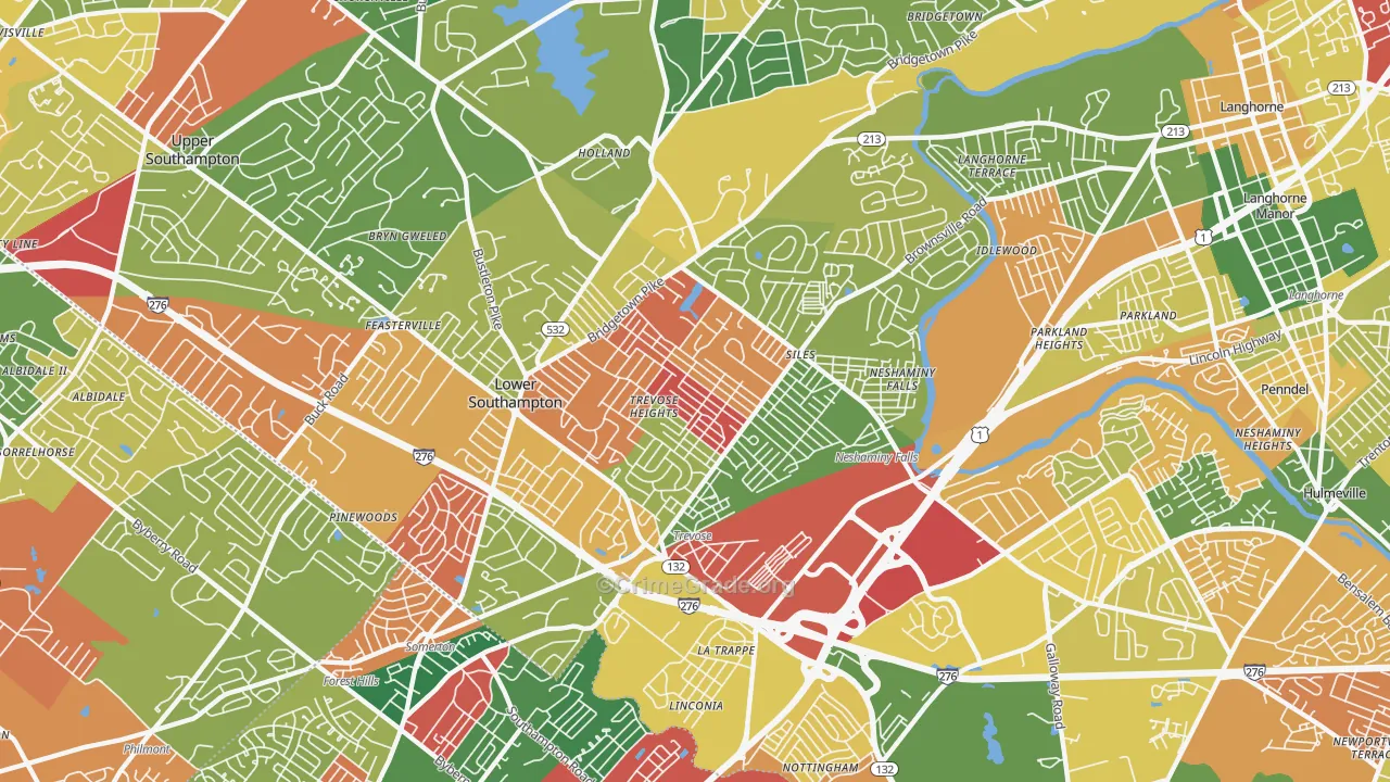 Feasterville-Trevose, PA Map of Arson Rates