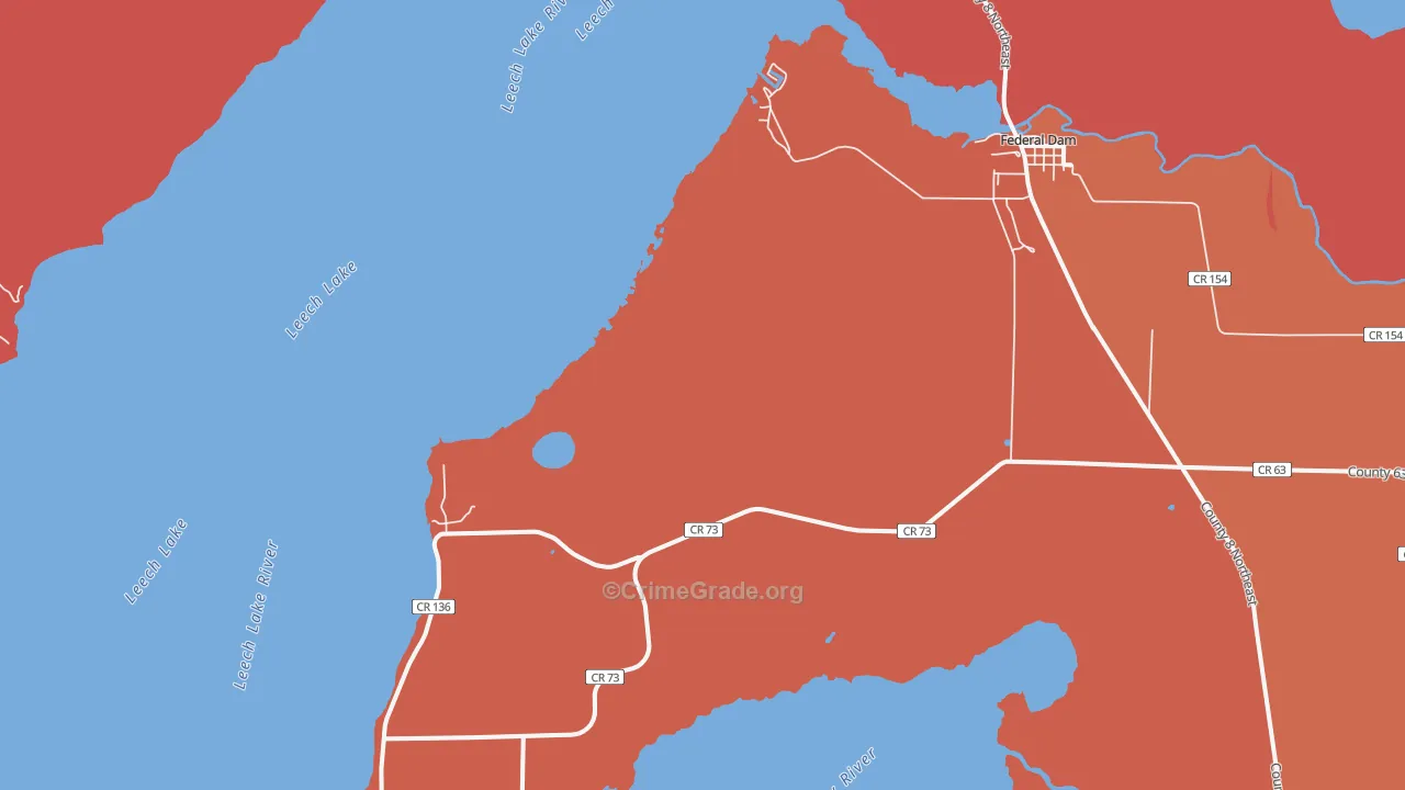 Federal Dam, MN Map of Arson Rates