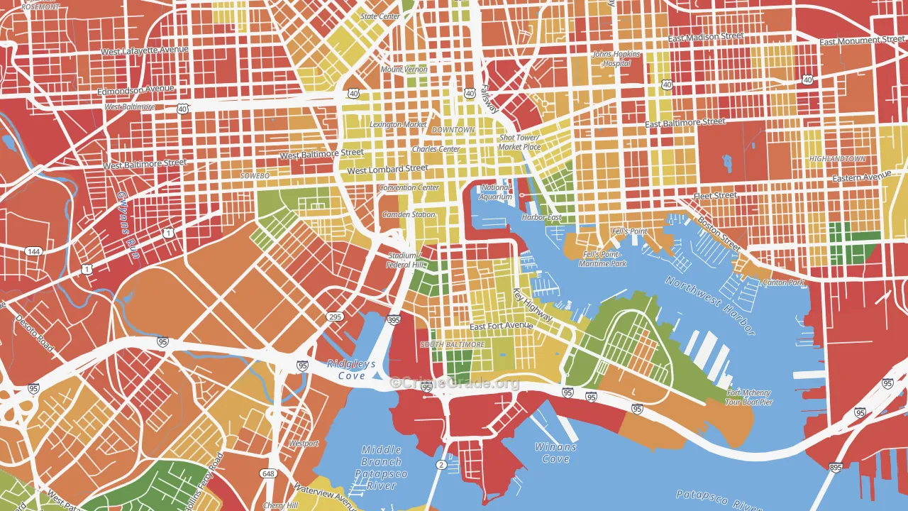Federal Hill-Montgomery, Baltimore, MD Map of Arson Rates